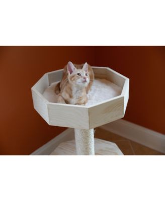 Premium Scots Pine 29-Inch Real Wood Cat Tree with Perch and Condo
