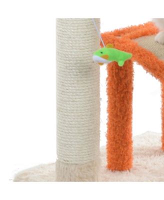 X2101 Two-Level Platform Real Wood Scratcher W Sisal Carpet Ramp