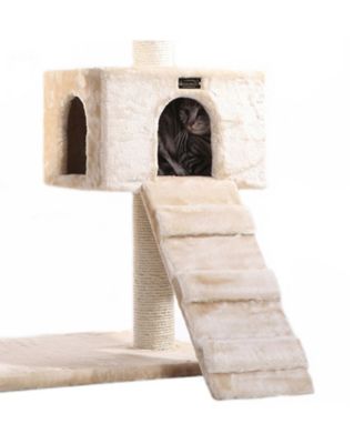 Cats Natural Sisal Posts Tower, Real Wood Scratching Tree For Cats, 58inch Height Beige Condo A5801