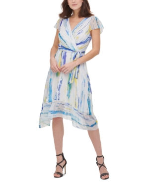 Dkny Dkny Brushstroke Midi Wrap Dress From Macys Com Shefinds