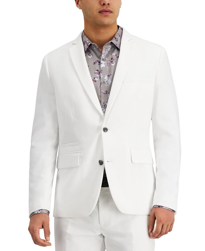 Inc International Concepts Inc Mens Slim Fit Stretch White Solid Suit