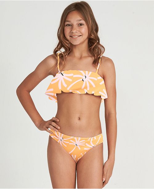Billabong Big Girls 2 Pc Letting Go Flounce Bikini Swimsuit Reviews Swimwear Kids Macy S