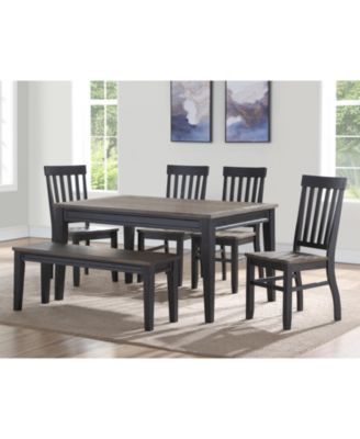 Raven Noir 6-Pc. Dining Set, (Dining Table, 4 Side Chairs & Bench)