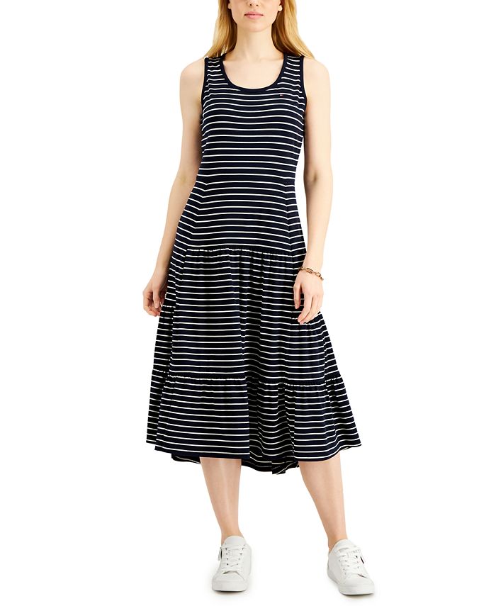 Tommy Hilfiger Striped Tiered Dress - Macy's