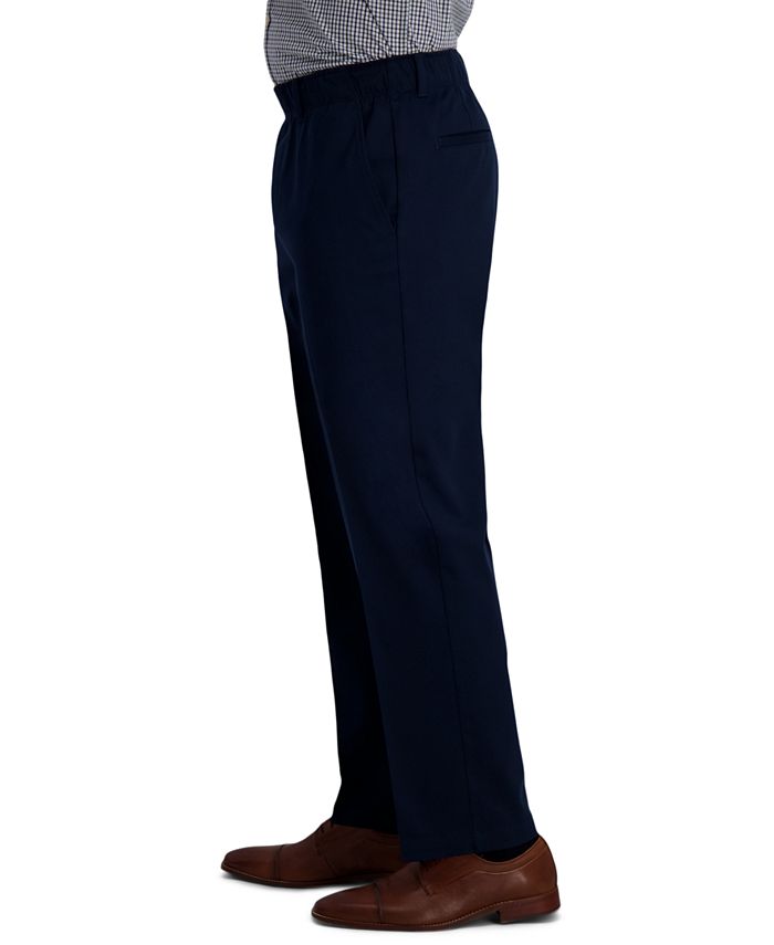 Haggar Men's Premium Classic-Fit Wrinkle-Free Stretch Elastic Waistband ...