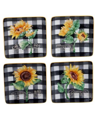 Sunflower Fields 4-Pc. Canape Plates asst.
