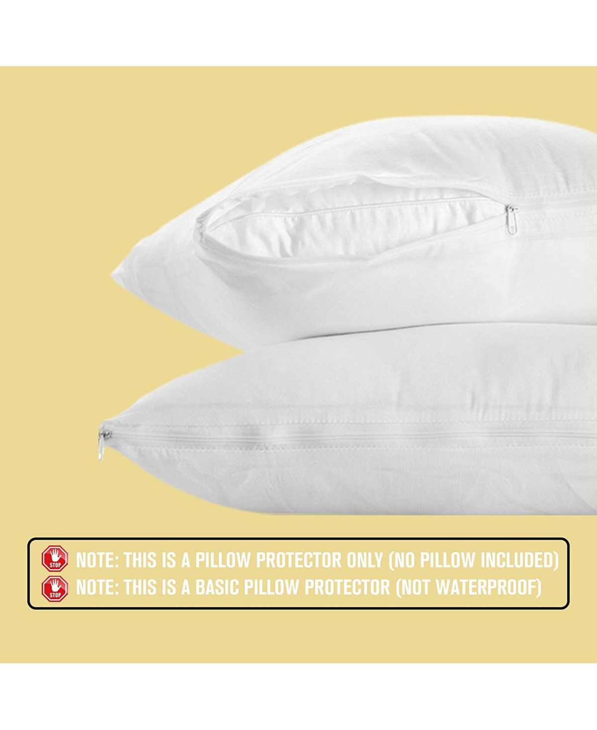 Circles Home 100% Cotton Breathable Pillow Protector with Zipper – White ( Pack