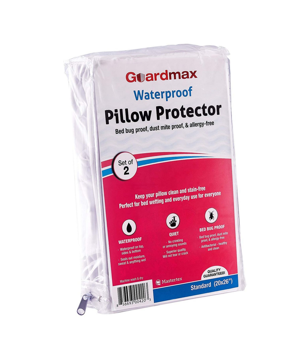 Guardmax Waterproof Zippered Pillow Protector - Size - 2 Pack