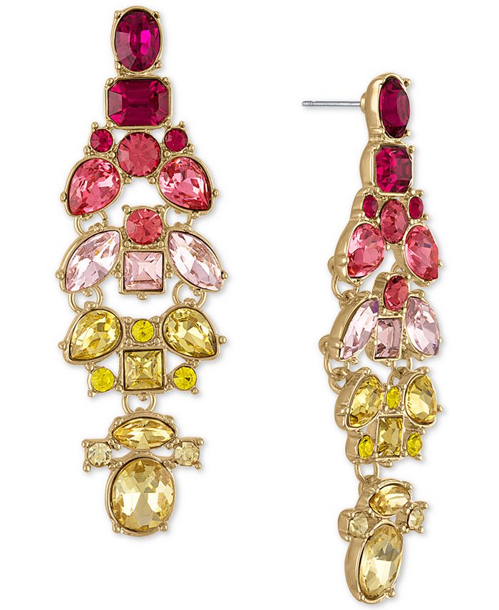 RACHEL Rachel Roy Gold Tone Multicolor Crystal Cluster Drop
