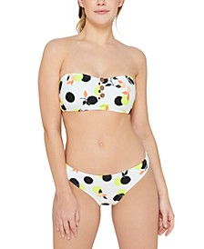 Juniors' Citrus Geo Button Printed Bandeau Bikini Top & Bikini Bottoms, Created for Macy's
