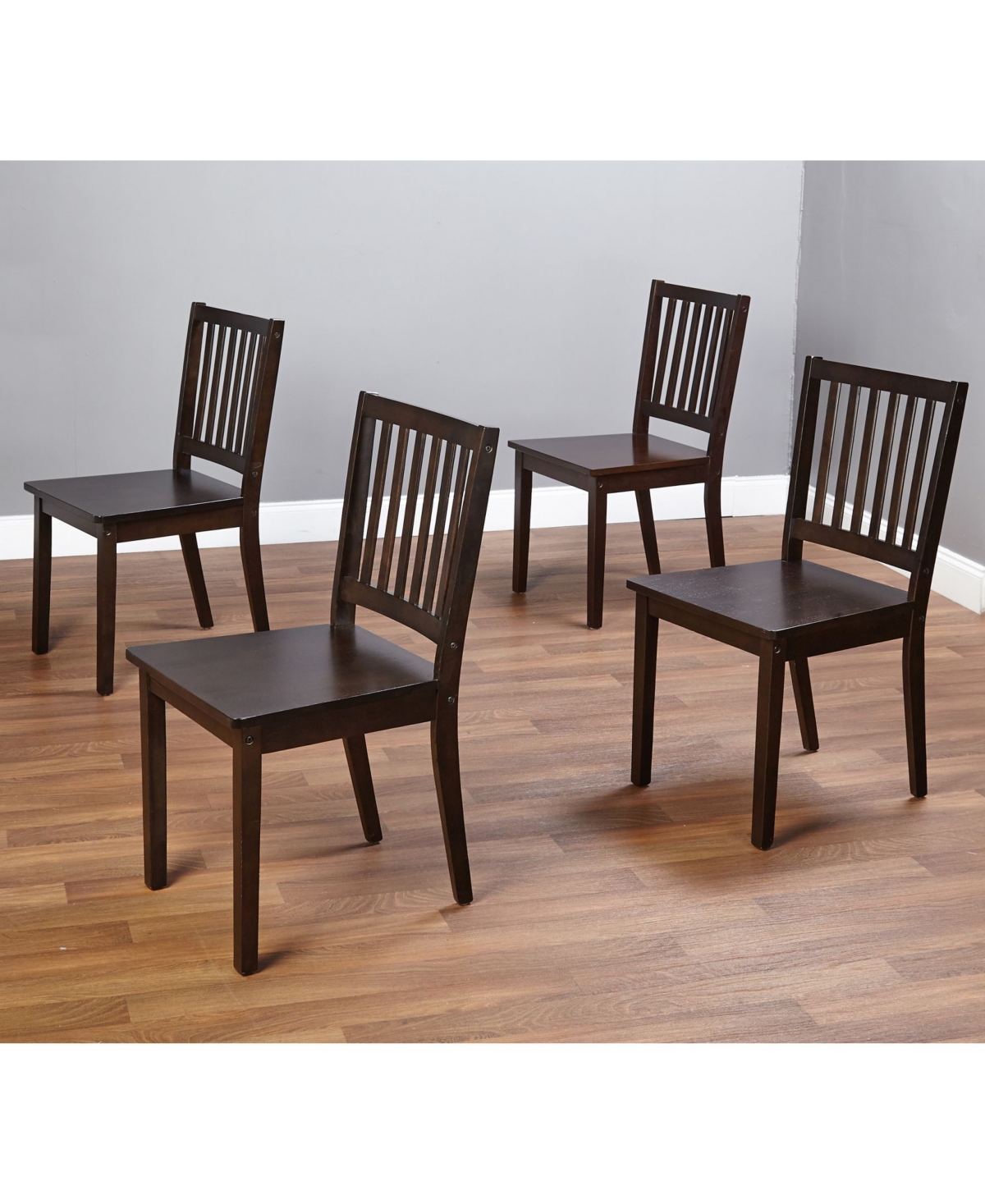 Set of 4 Contemporary Shaker Dining Chairs Espresso - Buylateral: Rubberwood, Slat Back, Modern Style