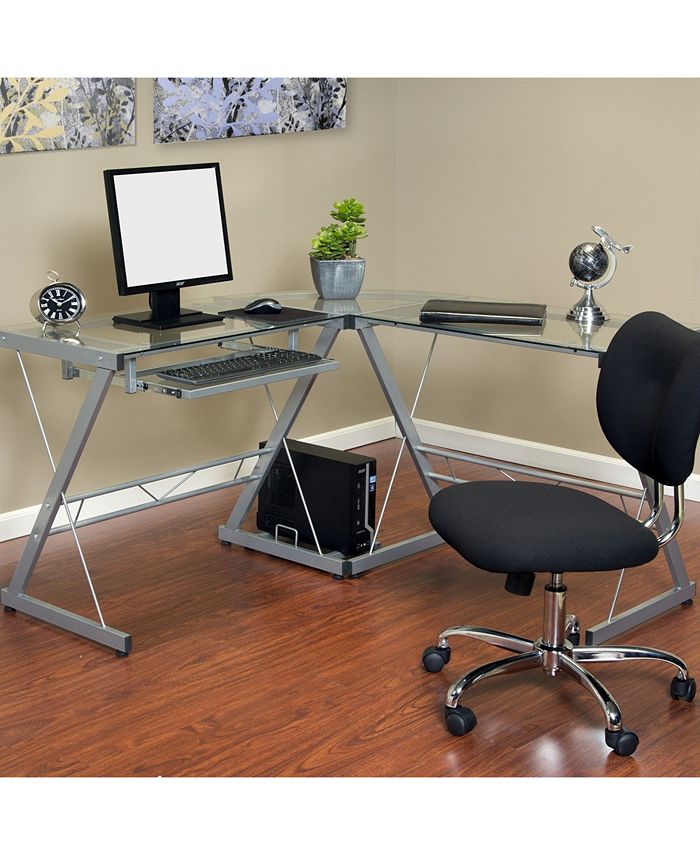 OneSpace Ultramodern Glass LShape Desk Macy's