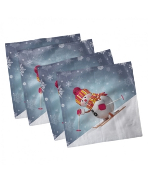 Ambesonne Snowman Set of 4 Napkins 12