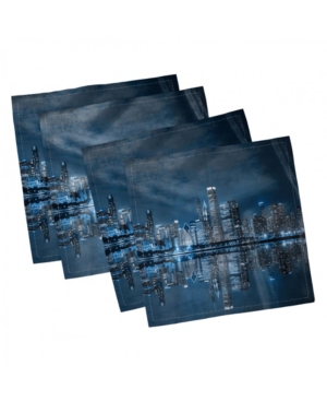 Ambesonne Chicago Skyline Set of 4 Napkins 12