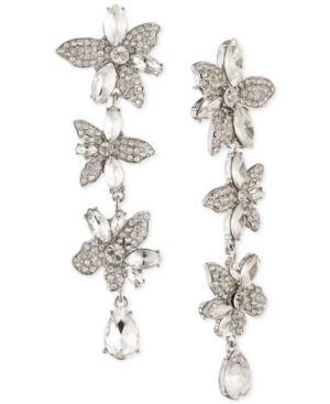 image of Givenchy Crystal Flower Linear Earrings