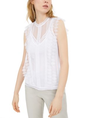 macy's white lace top