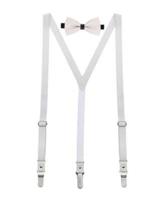 Men's Suede Y-Back Suspenders Bow Tie Set