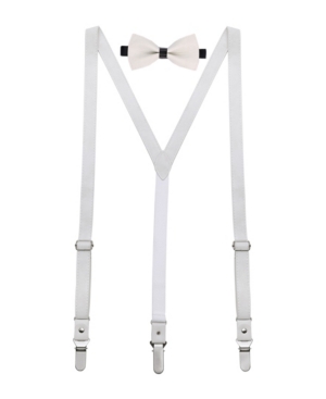 Mio Marino Men's Suede Leather Suspenders Bow Tie Set