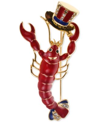 Charter Club Gold-Tone Pavé Red, White & Blue Lobster Pin, Created for ...