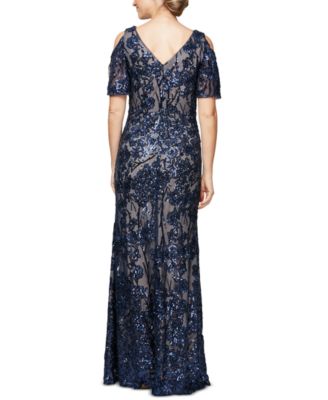 alex evenings cold shoulder gown