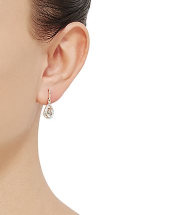 Macy's - Aquamarine (5/8 ct. t.w.) & Diamond (1/5 ct. t.w.) Drop Earrings in 14k White Gold