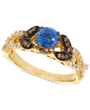 image of Le Vian Cornflower Ceylon Sapphire (5/8 ct. t.w.) & Diamond (1/3 ct. t.w.) Ring in 14k Gold