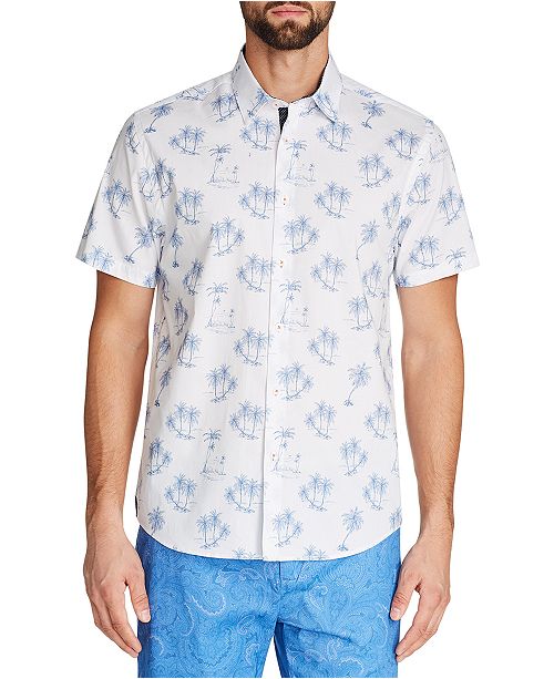 Tallia Men S Slim Fit Palm Tree Short Sleeve Button Down Shirt