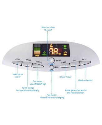 Portable Air Cooler Fan &amp; Heater Humidifier with Washable Filter Remote Control