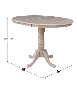 36" Round Top Pedestal Table with 12" Leaf