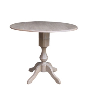 International Concepts 42" Round Dual Drop Leaf Pedestal Table In Gray