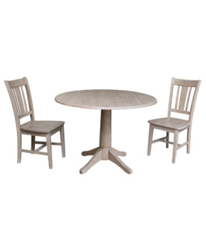 International Concepts 42" Round Top Pedestal Table With 2 Chairs In Gray