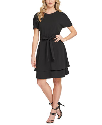 DKNY Double-Tiered Fit & Flare Dress - Macy's