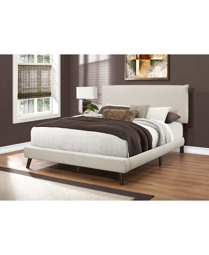 Monarch Specialties Bed Queen Size Linen with Wood Legs Macy's