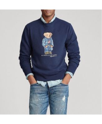 denim bear fleece hoodie