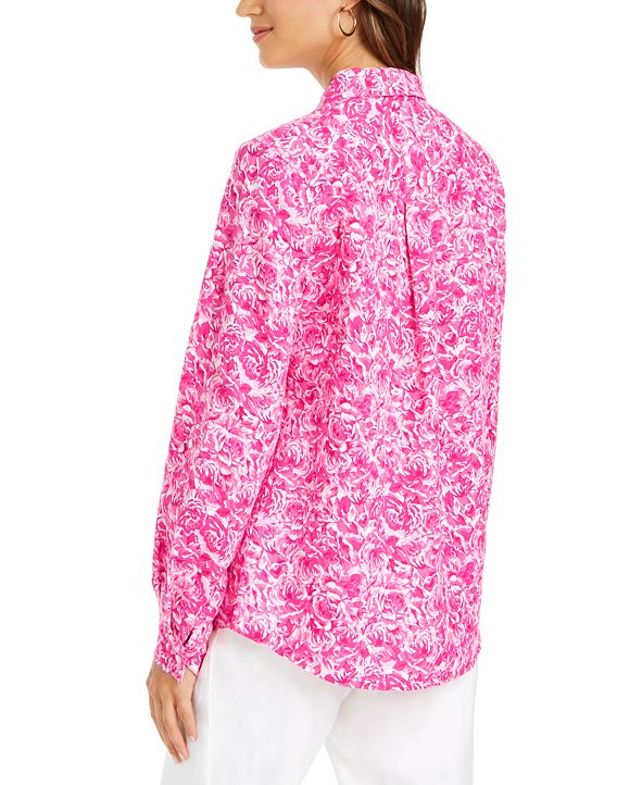 Charter Club Linen Printed Blouse, Created for Macy's & Reviews Tops