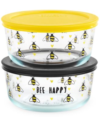 Pyrex - Decorated 4-Pc. Bee Happy Food Storage Container Set