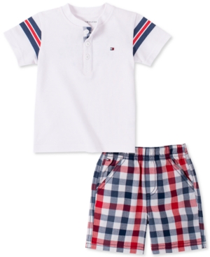 Tommy Hilfiger Baby Boys Henley and Plaid Shorts Set