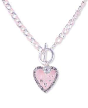 image of Guess Silver-Tone Crystal & Heart Logo 18