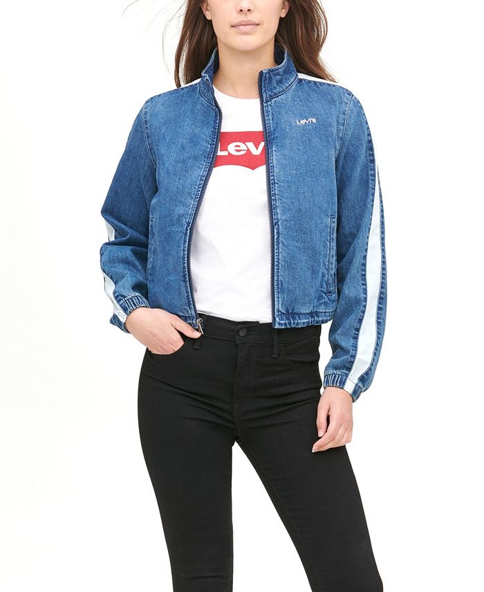 Levi's Women's Striped-Sleeve Cropped Bomber Jacket & Reviews - Women -  Macy's