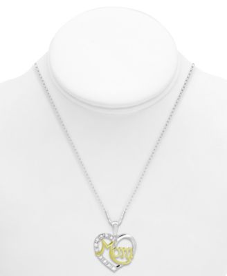 Diamond Mom Heart Pendant Necklace (1/10 ct. t.w.) in Sterling Silver & 18K Gold-Plate