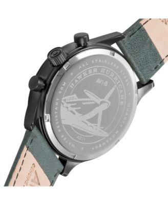 Men's Hawker Hurricane Chronograph Dark Green Genuine Leather Strap Watch 42mm