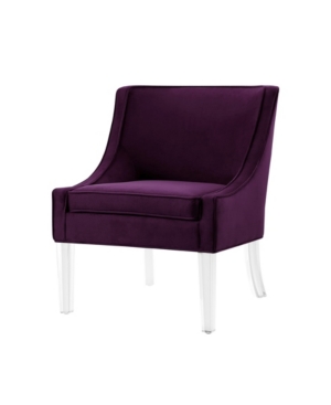 Nicole Miller Aurelie Velvet Accent Chair With Acrylic Legs In Purple