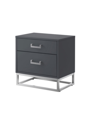 NICOLE MILLER EMILIANA 2-DRAWER HIGH GLOSS NIGHTSTAND WITH METAL BASE 