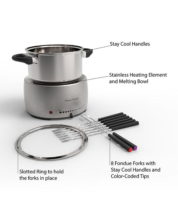 Classic Cuisine Stainless Steel Fondue Pot Set 10" Forks & Reviews