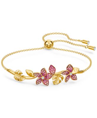 Swarovski - Gold-Tone Tropical Flower Bangle Bracelet