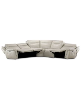 Lenardo 5-Pc. Leather Sectional with 3 Power Motion Recliners, Created for Macy's