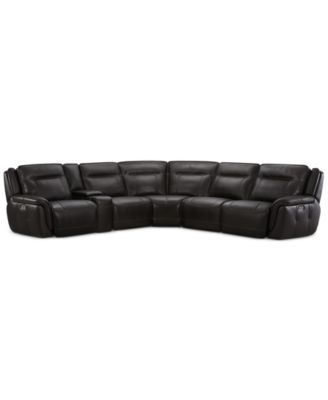 Lenardo 6-Pc. Leather Sectional with 3 Power Recliners and Console