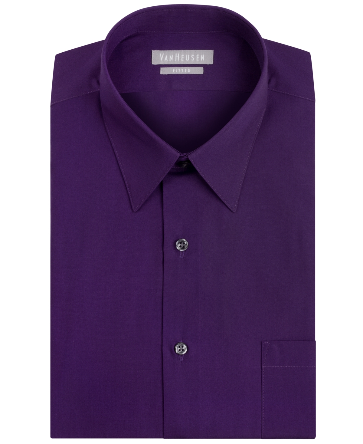 Shop Van Heusen Fitted Solid Dress Shirt In Purple Velvet