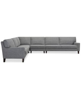 CLOSEOUT! Sandrew 4-Pc. Fabric Sectional with 2 Power Foot Rests, Created for Macy's