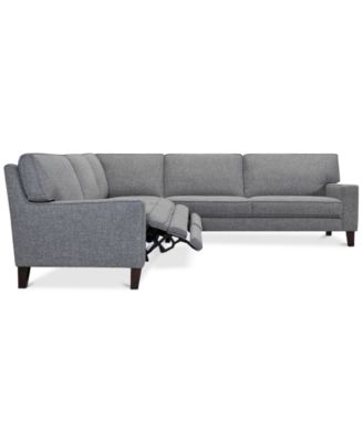 CLOSEOUT! Sandrew 3-Pc. Fabric Sectional with 2 Power Foot Rests, Created for Macy's